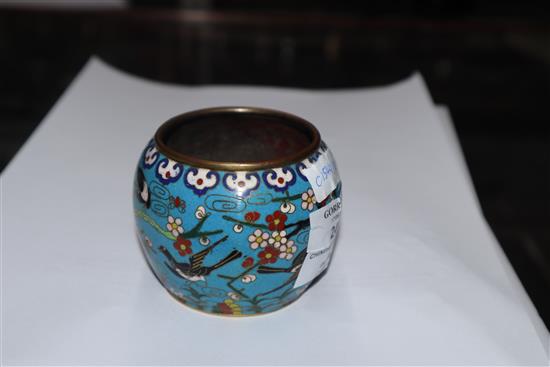 A Chinese cloisonne enamel water pot, Qing dynasty height 6cm